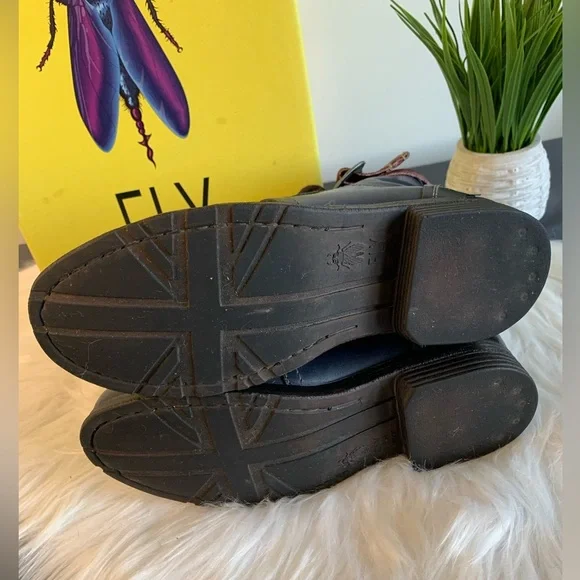 Fly London Navy Lace up Leather Ankle Boots with Seat belt buckle. SZ: EU 36 - Picture 10 of 12